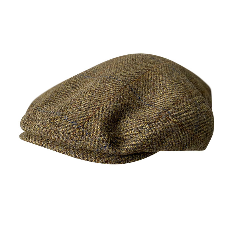 Newsboy Cap Ivy - Gestreepte Grijze Nieuwe Wollen Platte Pet