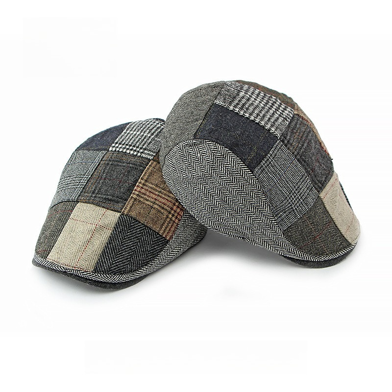 Newsboy Cap Ivy - 1pc Heren Patchwork Tweed Flat Cap