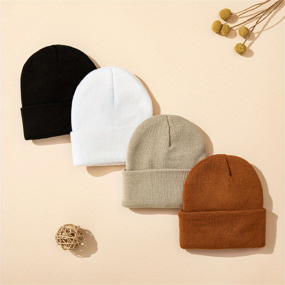 Beanie Cuffed Knit - 4 stuks babymutsje gebreide muts met