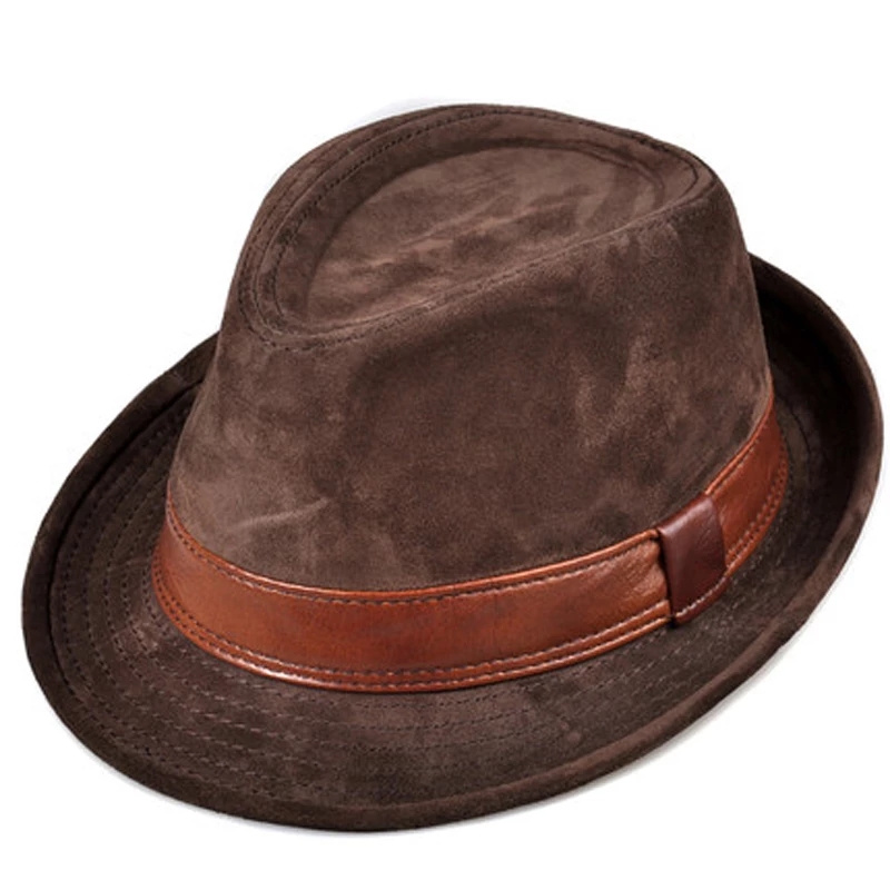 Fedora Hat Wool - Mannen Echt Leer Suede Koe Huid