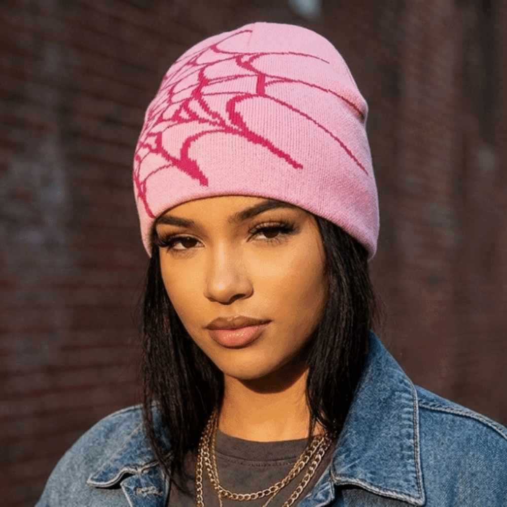 Y2K Zachte Spider Web Patroon  - Beanie Cuffed Knit recensie en prijs