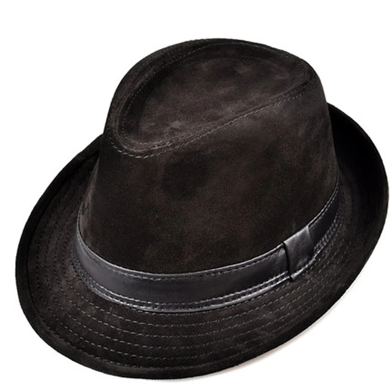 Mannen Echt Leer Suede Koe Hui - Fedora Hat Wool recensie en prijs