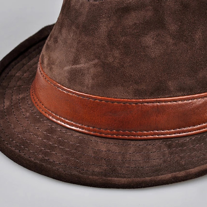 Mannen Echt Leer Suede Koe Hui - Fedora Hat Wool recensie en prijs