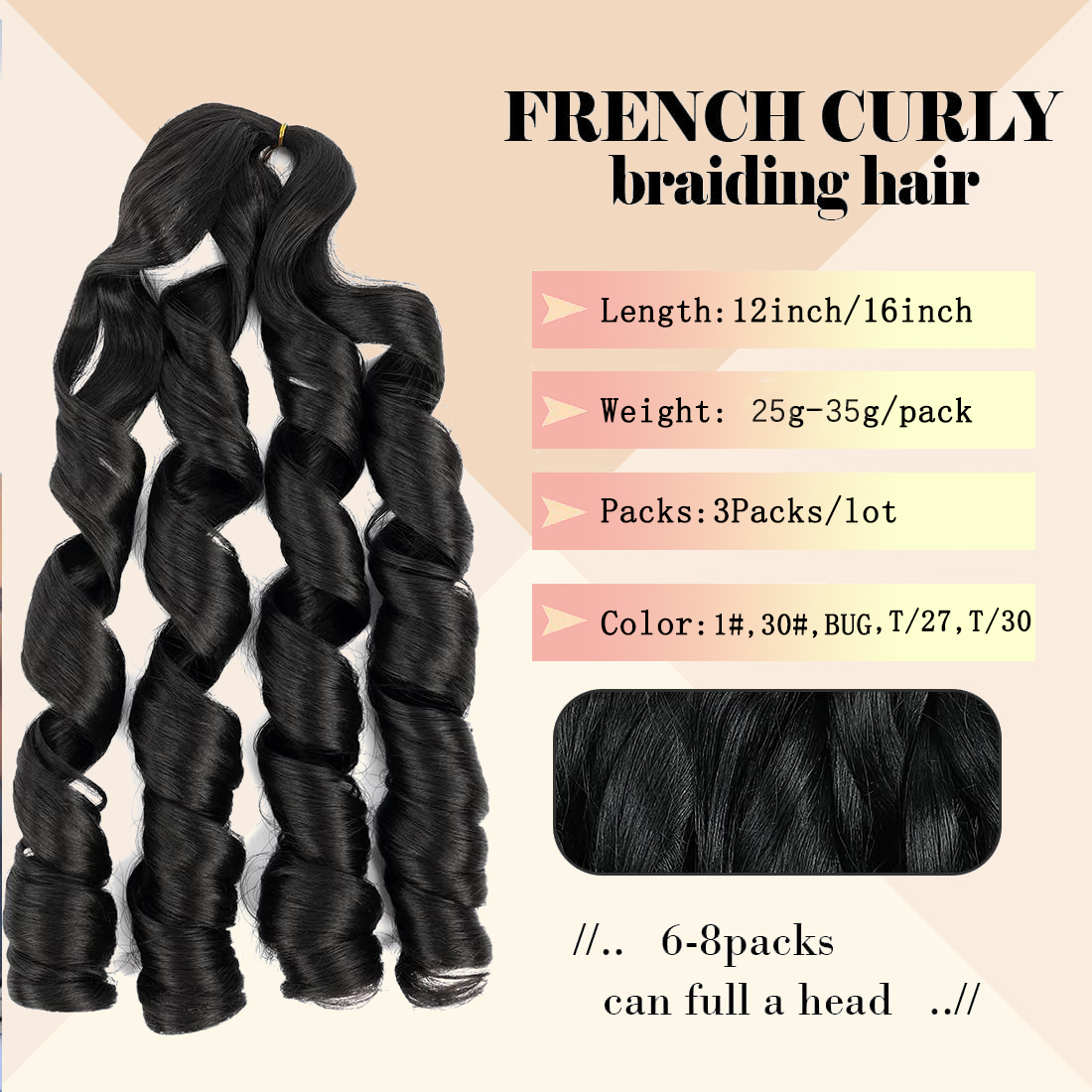 Franse krul vlechthaar 12/16 i - Beret French Wool recensie en prijs